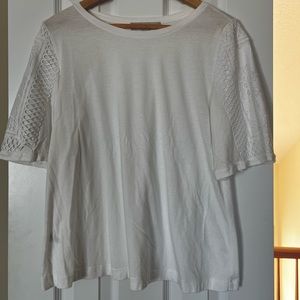 Loft Tshirt with Crochet Sleeve Detailing